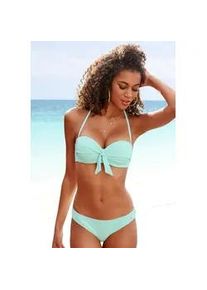 Bügel-Bandeau-Bikini-Top Lascana "Cana" Gr. 36, Cup C, blau (hellblau) Damen Bikini-Oberteile mit Schleife vorne