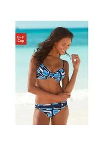 Bügel-Bikini Kangaroos Gr. 44, Cup E, blau (marine, blau) Damen Bikini-Sets im Retro-Design