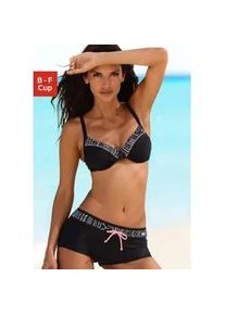 Bügel-Bikini Kangaroos Gr. 40, Cup C, schwarz Damen Bikini-Sets mit modischem Print, verstellbare Träger