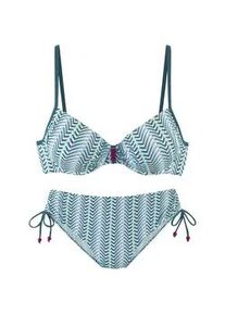 Bügel-Bikini Vivance Gr. 40, Cup D, blau (blau bedruckt) Damen Bikini-Sets mit Zierperlen