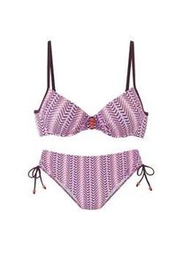 Bügel-Bikini Vivance Gr. 36, Cup D, rosa (rosa bedruckt) Damen Bikini-Sets mit Zierperlen