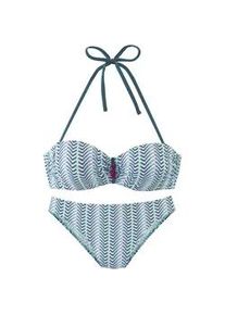 Bügel-Bandeau-Bikini Vivance Gr. 34, Cup A, blau (blau bedruckt) Damen Bikini-Sets mit Zierperlen