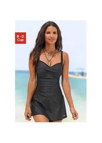 Badekleid Lascana Gr. 44, Cup C, schwarz Damen Badeanzüge mit modischen Raffungen und Shaping-Effekt