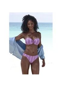 Bügel-Bandeau-Bikini Vivance Gr. 42, Cup C, rosa (rosa bedruckt) Damen Bikini-Sets mit Zierperlen