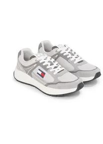 Keilsneaker Tommy Jeans "TJM RUNNER MIX MATERIAL" Gr. 45, grau (hellgrau-dunkelgrau) Herren Schuhe Keilabsatz, Freizeitschuh, Halbschuh, Schnürschuh mit Logoflagge