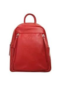 Cityrucksack Samantha Look Gr. B/H/T: 27cm x 23cm x 11cm, rot Rucksäcke echt Leder, Made in Italy