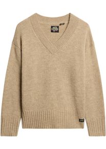Superdry Damen Strickpullover "ESSENTIAL V NECK JUMPER", braun, casual, Gr. S, unifarben, Strick, Obermaterial: 50% Polyacryl, 20% Polyester, 18%