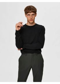 Selected Homme Herren Strickpullover "SLHBERG CREW NECK NOOS", schwarz, modisch, Gr. XL, unifarben, Strick, Obermaterial: 100% Baumwolle, Pullover