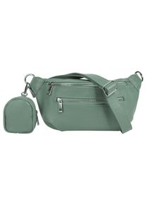 Samantha Look Damen Gürteltasche, grün, Leder, unifarben, leicht glänzend, Taschen, echt Leder, Made in Italy