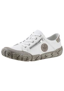 Rieker Damen Schnürschuh, Gr. 36, weiß, Leder, unifarben mit Farbeinsatz, sportlich, Schuhe, mit Zierreißverschluss, Freizeitschuh, Halbschuh,