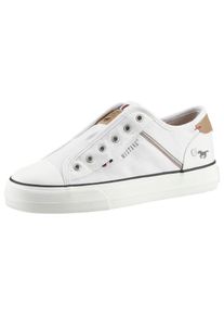 Mustang Shoes Damen Slip-On Sneaker, Gr. 42, weiß, Textil, Lederimitat, kontrastfarbene Details, sportlich, Schuhe, Plateau Sneaker, Slipper,