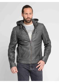 Maze Herren Lederjacke "42021309", grau, Gr. XXXL, Obermaterial: 100% Lammleder / Futter: 100% Baumwolle / Ärmelfutter: 100% Polyester / Kapuze: 52%
