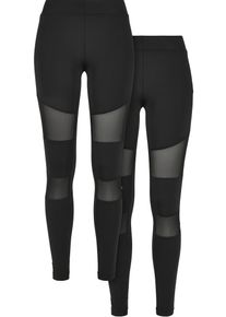 Urban Classics Damen Leggings "Urban Classics Damen Ladies Tech Mesh Leggings 2-Pack", schwarz, Gr. 5XL, unifarben, 80% Polyimid, 20% Elasthan, Hosen