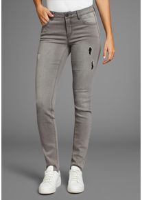 Arizona Damen Skinny-fit-Jeans "Ultra-Stretch", grau, modisch, Gr. 42, Denim/Jeans, Obermaterial: 74% Baumwolle, 24% Polyester, 2% Elasthan, Jeans,