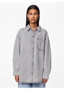 Pieces Damen Jeansbluse "PCMAISIE LS DENIM SHIRT NOOS BC", grau, modisch, Gr. XL, unifarben, Denim/Jeans, Obermaterial: 100% Baumwolle, Blusen