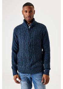 Garcia Herren Strickpullover, blau, casual, Gr. S, unifarben, meliert, Strick, Obermaterial: 33% Baumwolle, 33% Polyacryl, 24% Polyester, 6% Viskose,