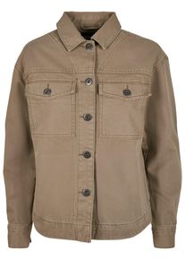 Urban Classics Damen Allwetterjacke "Urban Classics Damen Ladies Oversized Shirt Jacket", grün, casual, Gr. 5XL, unifarben, 100% Baumwolle, Jacken