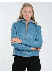 JCC Damen Lederjacke "31024030", blau, Gr. 42, Obermaterial: 100% Lammleder; Futter: 70% Baumwolle, 30% Polyester, Jacken