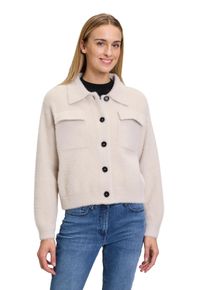AMBER & JUNE AMBER & JUNE Damen Strickjacke "Amber & June Winter-Strickjacke mit aufgesetzter Brusttasche", beige, casual, Gr. 42, Obermaterial: 80% Polyamid, 13%