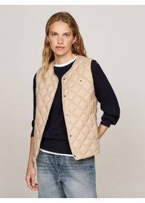 Tommy Hilfiger Damen Steppweste, beige, modisch, Gr. L, Obermaterial: 100% Polyamid. Futter: 100% Polyamid. Wattierung: 90% Daunen, 10% Federn,