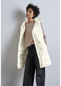 Street One Damen Longweste, beige, casual, Gr. 38, unifarben, Web, Obermaterial: 100% Polyester, Westen, gesteppt und mit Kapuze
