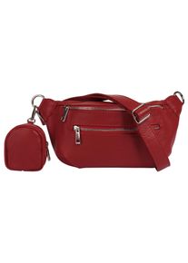 Samantha Look Damen Gürteltasche, rot, Leder, unifarben, leicht glänzend, Taschen, echt Leder, Made in Italy