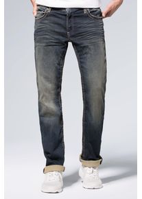 CAMP DAVID Herren Comfort-fit-Jeans, blau, casual, Gr. 30, Abriebeffekte, Material: 98% Baumwolle, 2% Elasthan, Jeans, Münztasche mit Ziernaht