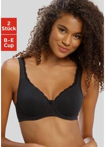 Petite Fleur Damen T-Shirt-BH, Gr. 100, schwarz, Jersey, Obermaterial: 85% Baumwolle, 10% Polyamid, 5% Elasthan, klassisch, BHs, mit ungefütterten,