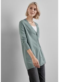 Street One Damen Cardigan, blau, casual, Gr. 34, unifarben, Stoff, 52% Viskose, 28% Polyester, 20% Polyamid, Strickjacken, mit V-Ausschnitt