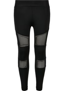 Urban Classics Mädchen Leggings "Urban Classics Damen Girls Tech Mesh Leggings", schwarz, Gr. 146, unifarben, 80% Polyamid, 20% Elasthan, Hosen