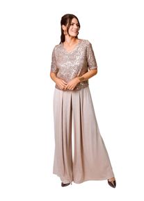 Damen Culotte-Overall, beige, casual, Gr. 36, HERMANN LANGE Collection, unifarben, Stoff, Obermaterial: 97% Polyester, 3% Elasthan, Overalls, mit