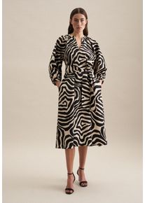 Seidensticker Damen Sommerkleid "Schwarze Rose", schwarz, Gr. 34, bedruckt, 100% Baumwolle, Kleider, 3/4-Arm Rundhals Druck