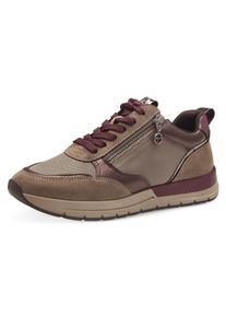 Tamaris Damen Keilsneaker, Gr. 38, braun, Lederimitat, Textil, sportlich, Schuhe, Freizeitschuh, Halbschuh, Schnürschuh, trendige Metallic-Details