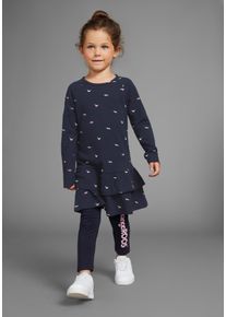 Kangaroos Mädchen Jerseykleid "Kangaroos-Allover Kleid", blau, modisch, Gr. 128, bedruckt, Jersey, Obermaterial: 95% Baumwolle, 5% Elasthan, Kleider,
