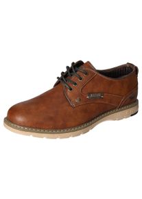 Mustang Shoes Herren Schnürschuh, Gr. 41, braun, Lederimitat, casual, Schuhe, Freizeitschuh, Halbschuh, Schnürschuh mit Logoschriftzug