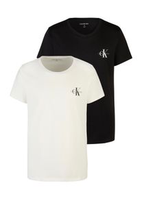Damen T-Shirt "PLUS MONOLOGO TWO PACK", schwarz-weiß, feminin, Gr. 6XL, Calvin Klein Jeans Plus, Single Jersey, Obermaterial: 100% Baumwolle, Shirts,
