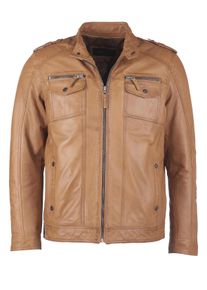 JCC Herren Bikerjacke "1101019-2", braun, Gr. XXXL, Obermaterial 100% Leder Lamm / Futter: 50% Polyester, 50% Baumwolle, Ärmelfutter: 100% Polyester,