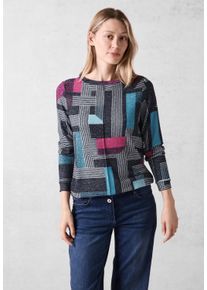 Cecil Damen Langarmshirt, blau, casual, Gr. XL, bedruckt, Stoff, 67% Viskose, 28% Polyester, 5% Elasthan, Shirts, mit grafischem Design