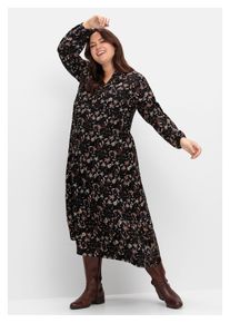 sheego Damen Druckkleid "Große Größen", schwarz, Gr. 48, gemustert, Obermaterial: 100% Viskose (LENZING ECOVERO);Futter: 100% Viskose, Kleider, mit