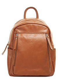 Samantha Look Cityrucksack, braun, Rindsleder, Leder, unifarben, casual, Rucksäcke, echt Leder, Made in Italy