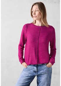 Cecil Damen Langarmshirt, pink, casual, Gr. L, unifarben, Stoff, 71% Viskose, 26% Polyester, 3% Elasthan, Shirts, Rundhalsausschnitt