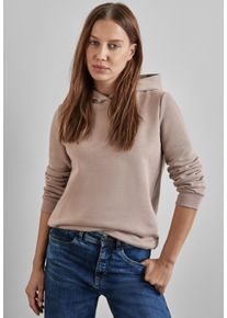 Street One Damen Hoodie, beige, casual, Gr. 36, unifarben, Sweatware, 60% Baumwolle, 40% Polyester, Sweatshirts, mit Tunnelzug am Saum