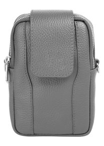 Samantha Look Damen Umhängetasche, grau, Leder, unifarben, Taschen, echt Leder, Made in Italy