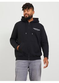Jack & Jones PlusSize Herren Kapuzensweatjacke "JORVESTERBRO SWEAT ZIP HOOD NOOS PLS", schwarz, modisch, Gr. 5XL, JACK & JONES PLUSSIZE, bedruckt, angeraute Sweatware,