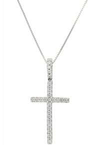 Firetti Damen Kette mit Anhänger "Schmuck Geschenk Gold 585 Halsschmuck Halskette Goldkette Venezianer", 0,25 ct, Weißgold 585-Diamanten, L: 45cm B: