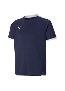 Puma Kinder Trainingstop "TEAMLIGA JERSEY JR", blau, sportlich, Gr. 176, unifarben, Interlock, Obermaterial: 100% Polyester, Tops