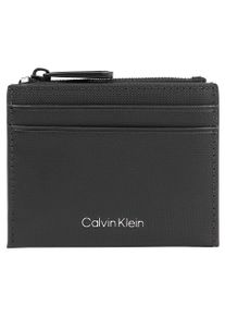 Calvin Klein Kartenetui "CK MUST 10CC CARDHOLDER W/ZIP", schwarz, Leder, Basic, Kleinlederwaren, klassisches Design mit schlichtem Markenschriftzug