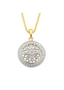 Diamonds by Ellen K. Damen Kette mit Anhänger "Silber 925 vergoldet mit 5x Diamant zus. 0,05ct.", 45cm, 0,05 ct, Silber 925 (Sterlingsilber), L: 45cm B: 17.0mm, gelb,