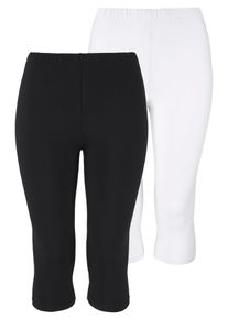 Boysen's BOYSEN'S Damen Leggings, schwarz-weiß, Basic, Gr. 50, unifarben, Jersey, Obermaterial: 95% Baumwolle, 5% Elasthan, Hosen, in Capri-Länge