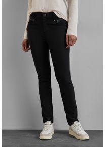 Street One Damen Röhrenhose, schwarz, casual, Gr. 36, unifarben, Stoff, 88% Polyamid, 12% Elasthan, Hosen, Middle Waist